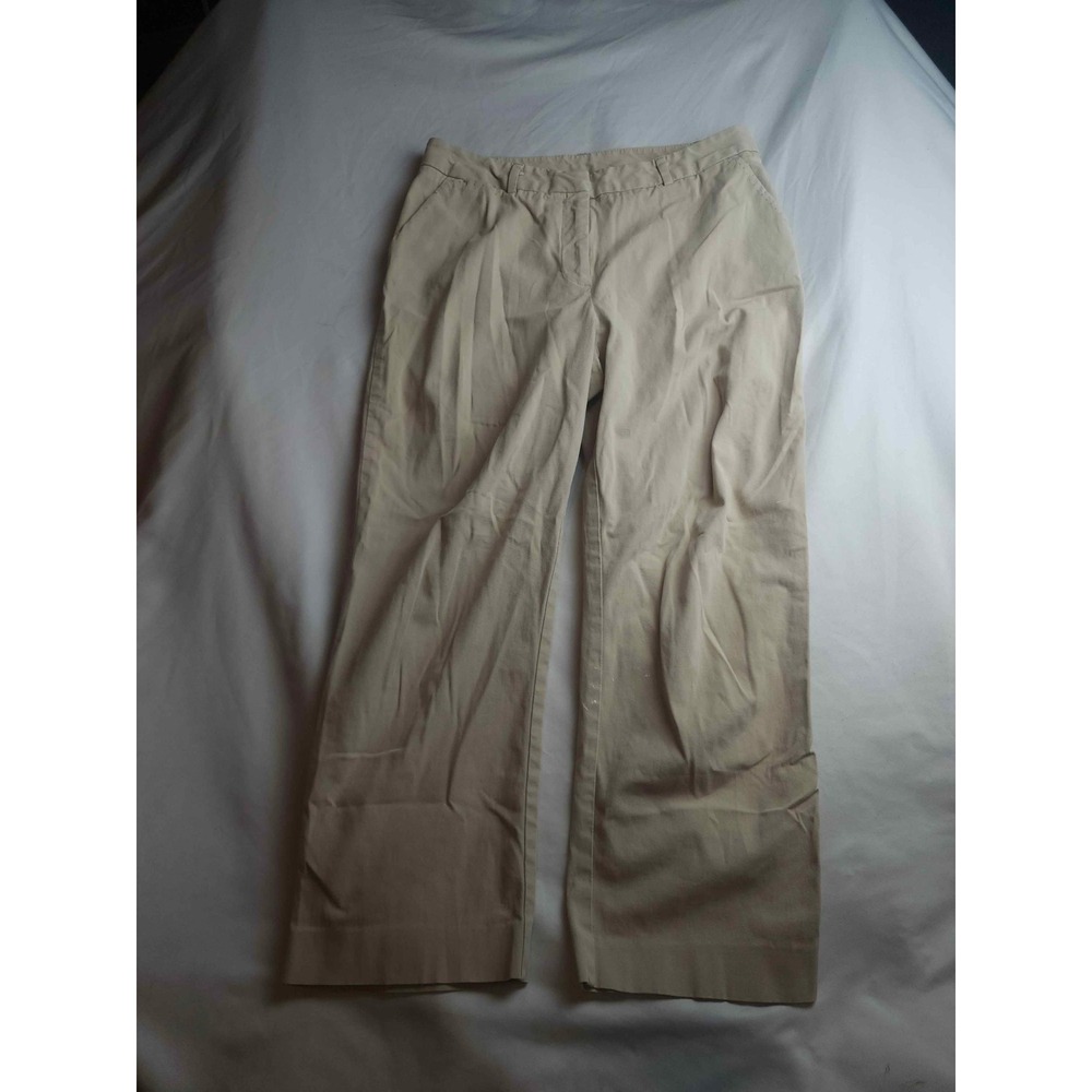Chicos Khaki Trousers Tan Straight Leg Stretch Casual Pants Womens Size 1
